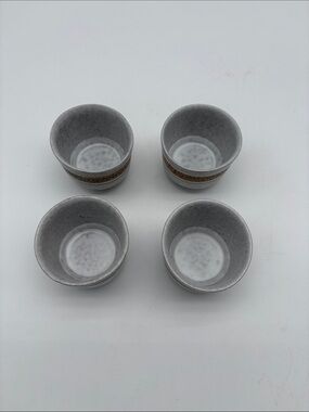 Lot of 4 Pottery Craft Speckled Grey Brown Striped Tea Espresso Cups